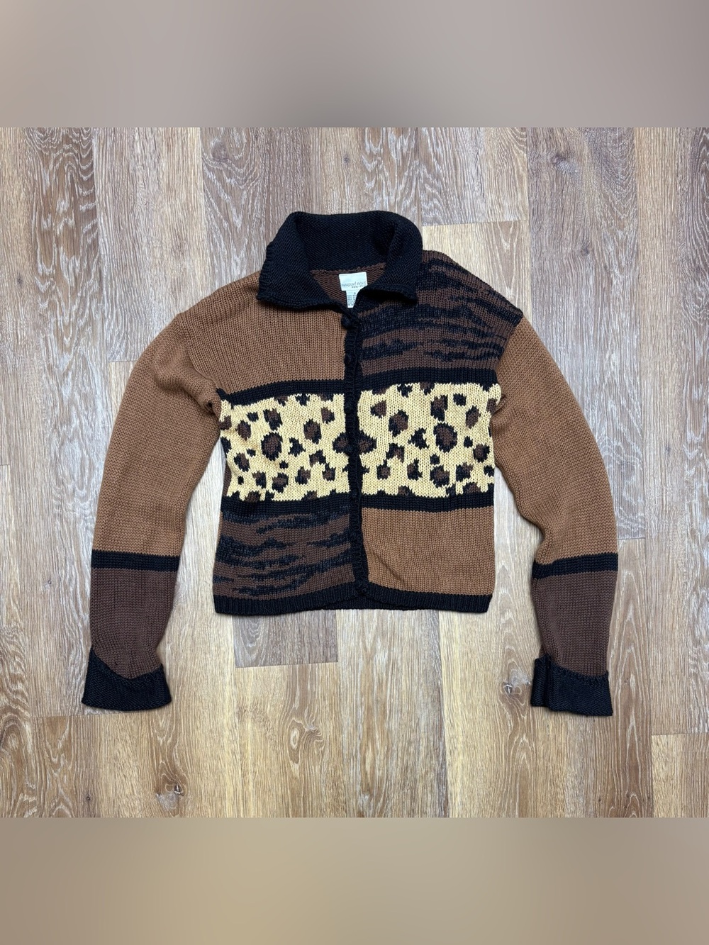 Newport News Brown & Black Knit Cardigan